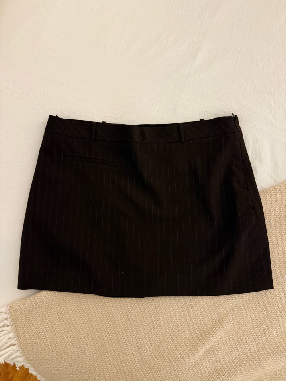 Zara Brown and Blue Pinstripe Mini Skirt